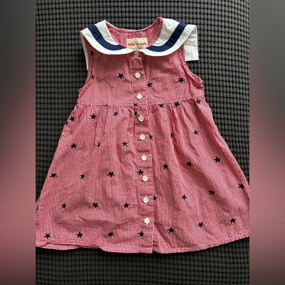 Vintage Americana Girls Dress Sz 4 Red Blue Sailor Style Toffee Apple